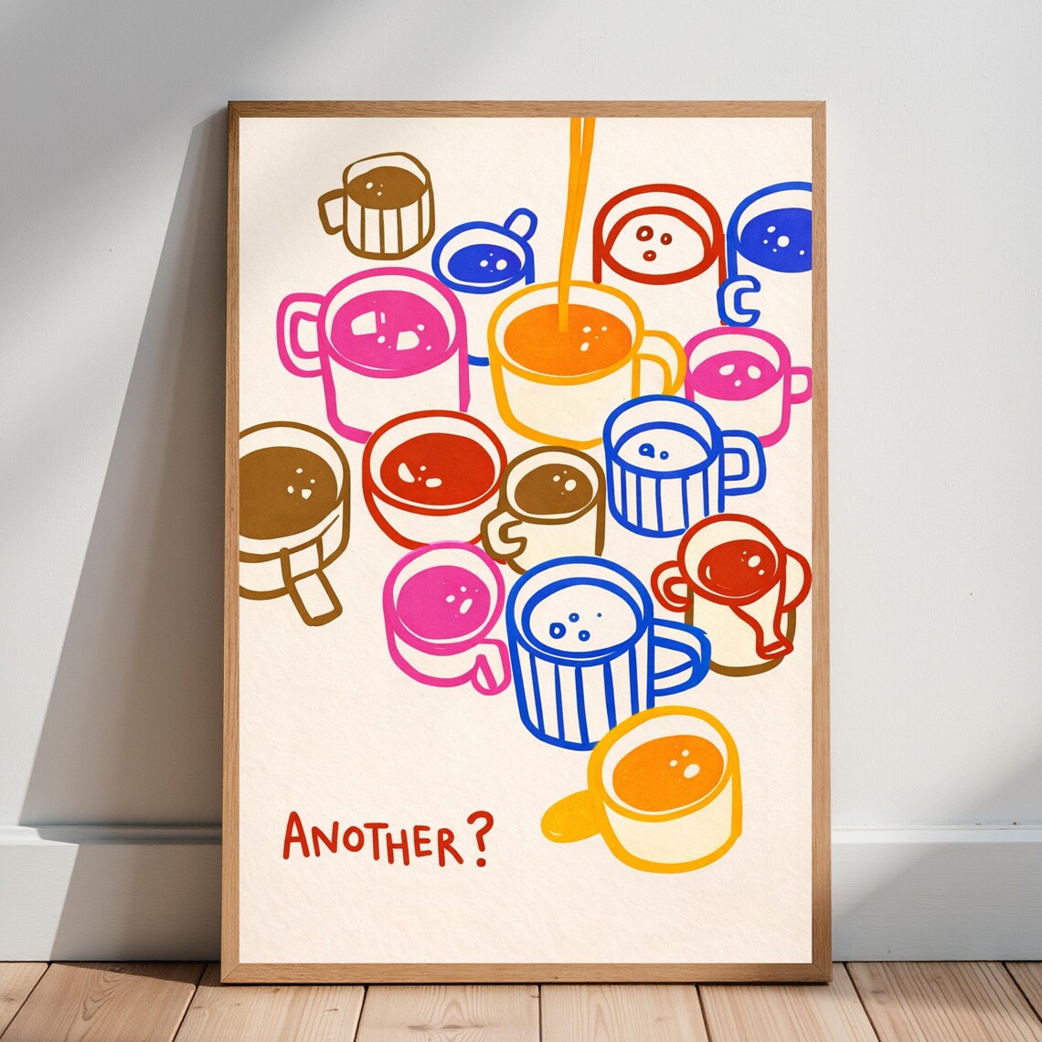 Colorful Coffee Cups Kitchen Quote Poster Print