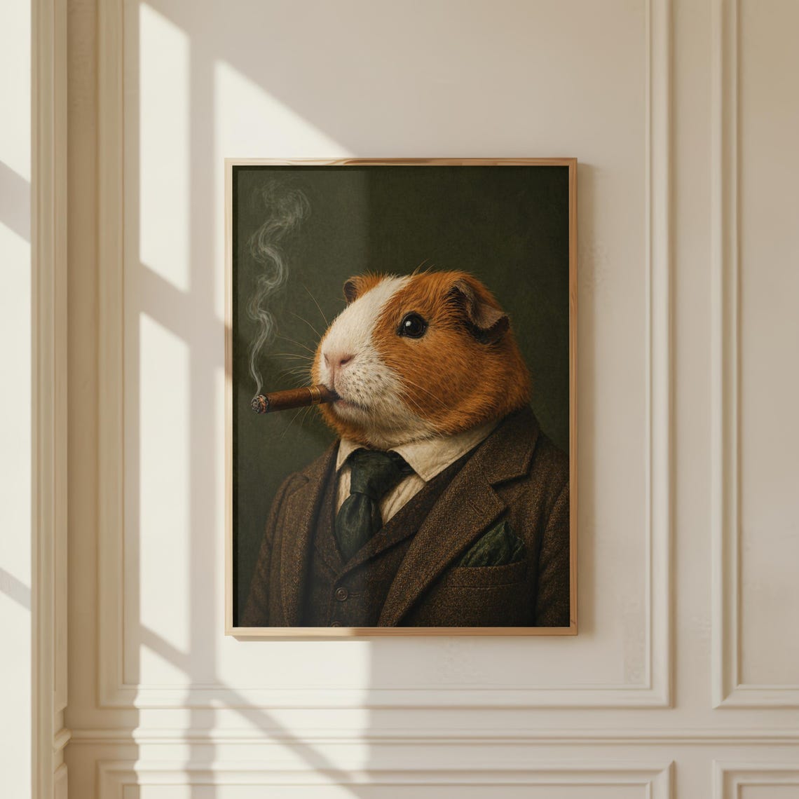 Guinea Pig Gentleman Suit Cigar Dark Humor Vintage Mob Boss Poster