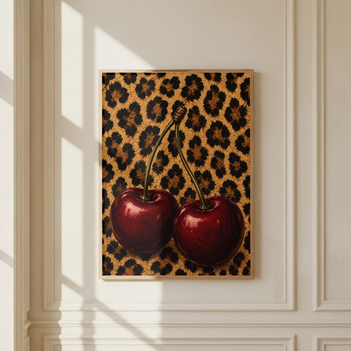 Cherry Leopard Wall Art Coquette Poster Maximalist Fruit Kitchen Decor