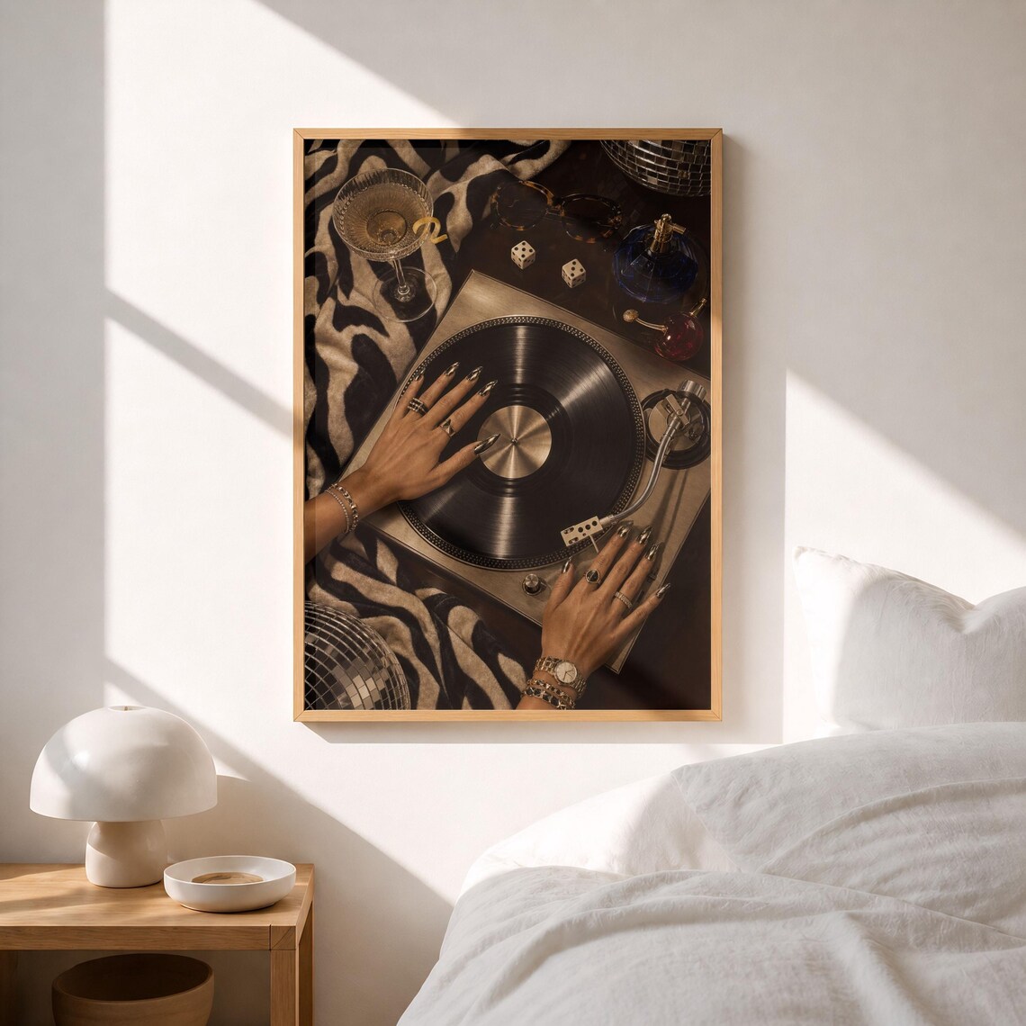 Retro Turntable Leopard Vinyl Record Art Print