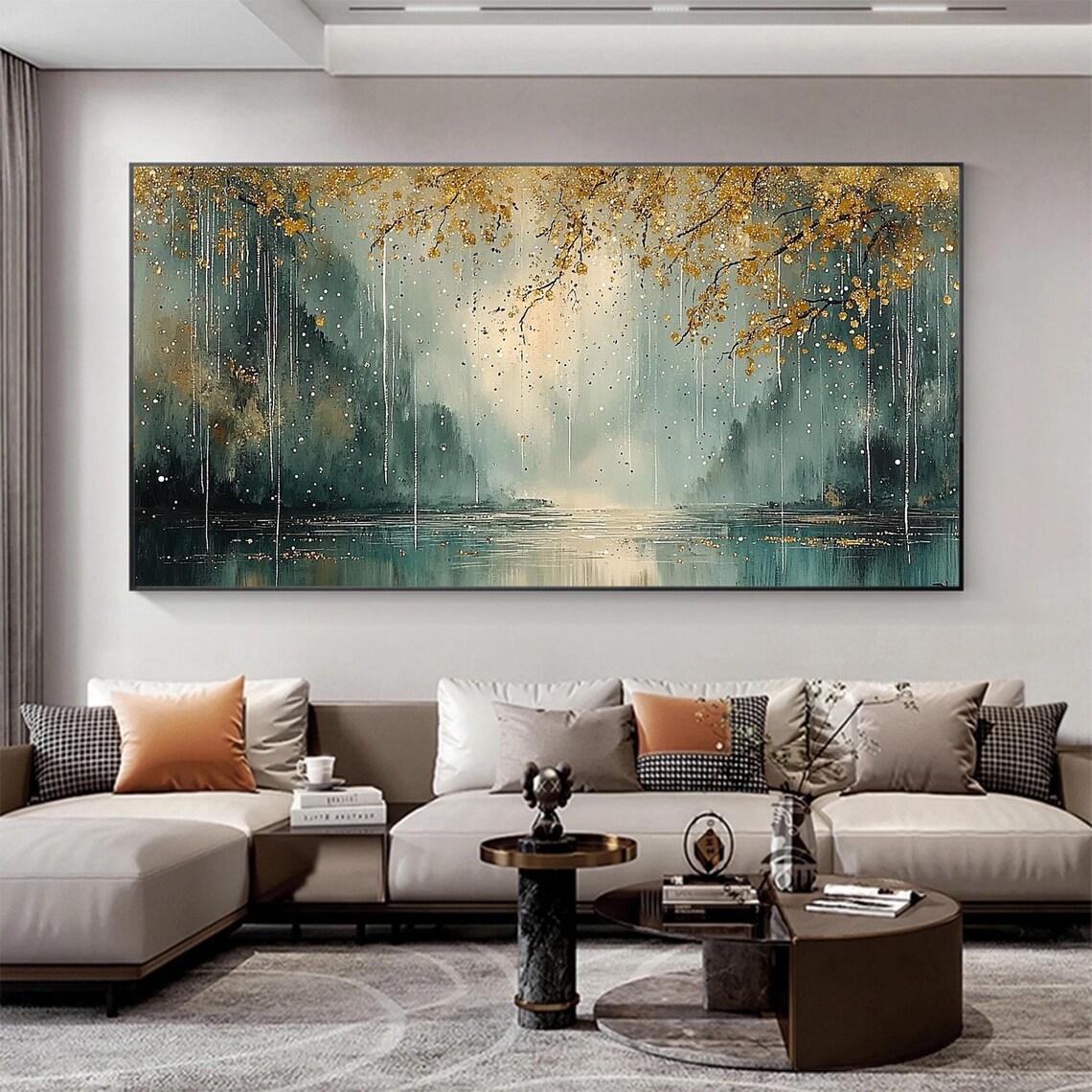 Abstract Forest River Autumn Landscape Wall Art Print - Image 3