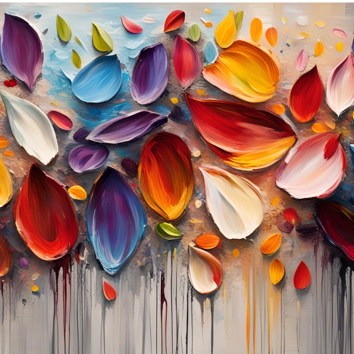 3D Textured Floral Oil Painting, Boho Wall Decor - Image 4