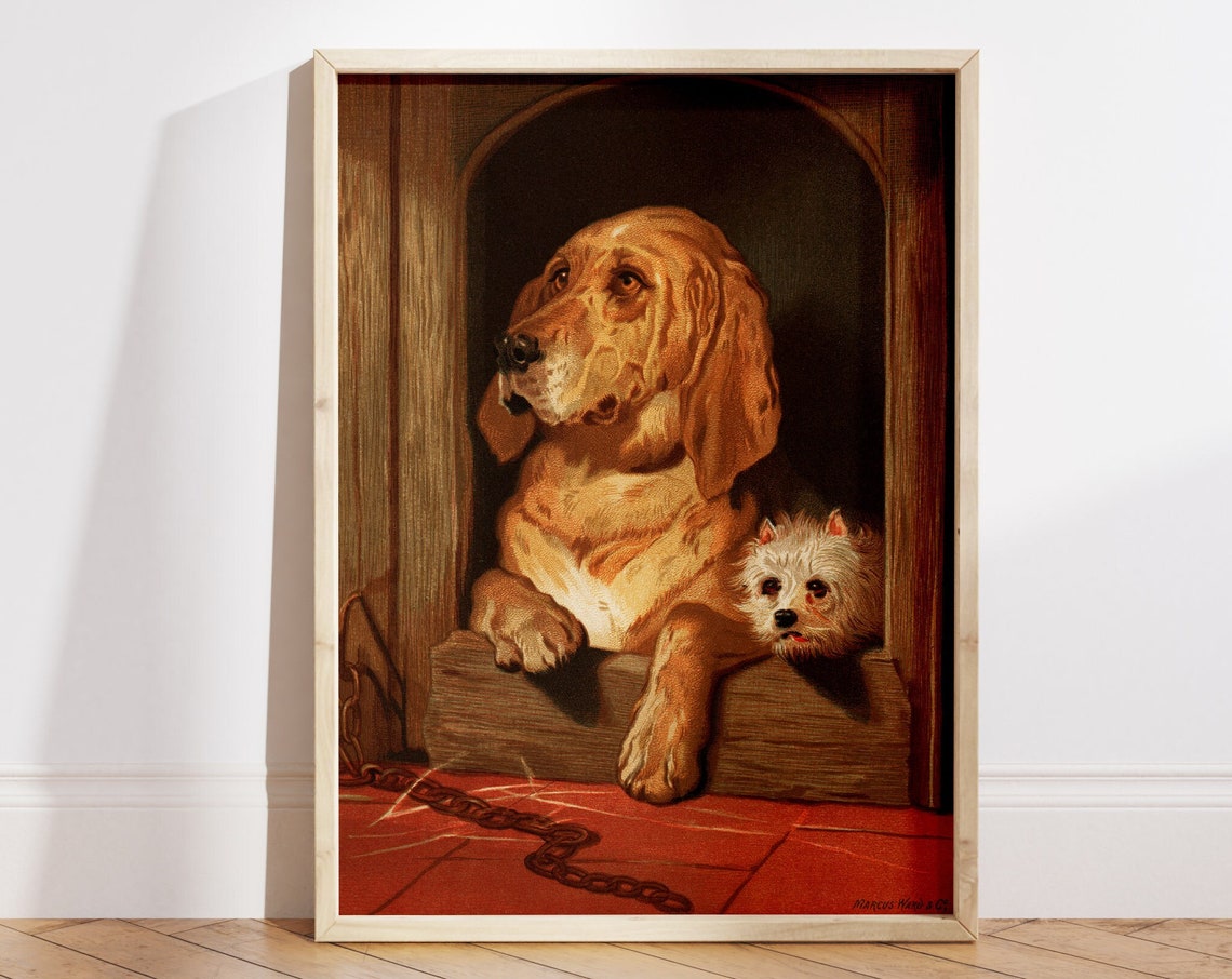 Bloodhound Poster Terrier Poster Landseers Dog Painting Vintage Dog Print Antique Dog Art Rustic Animal Pet Lover File