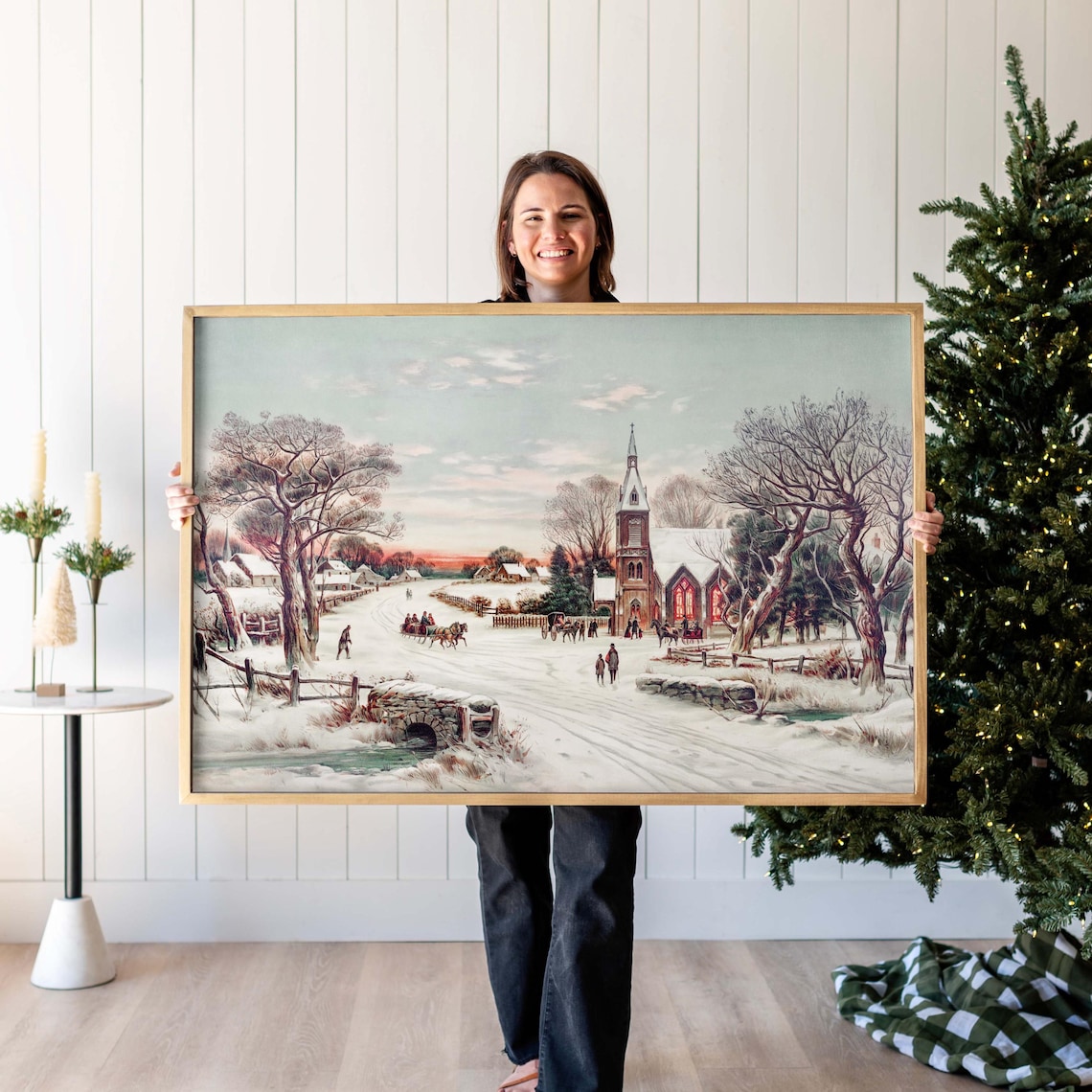 Winter Christmas Poster Print, Holiday Wall Decor