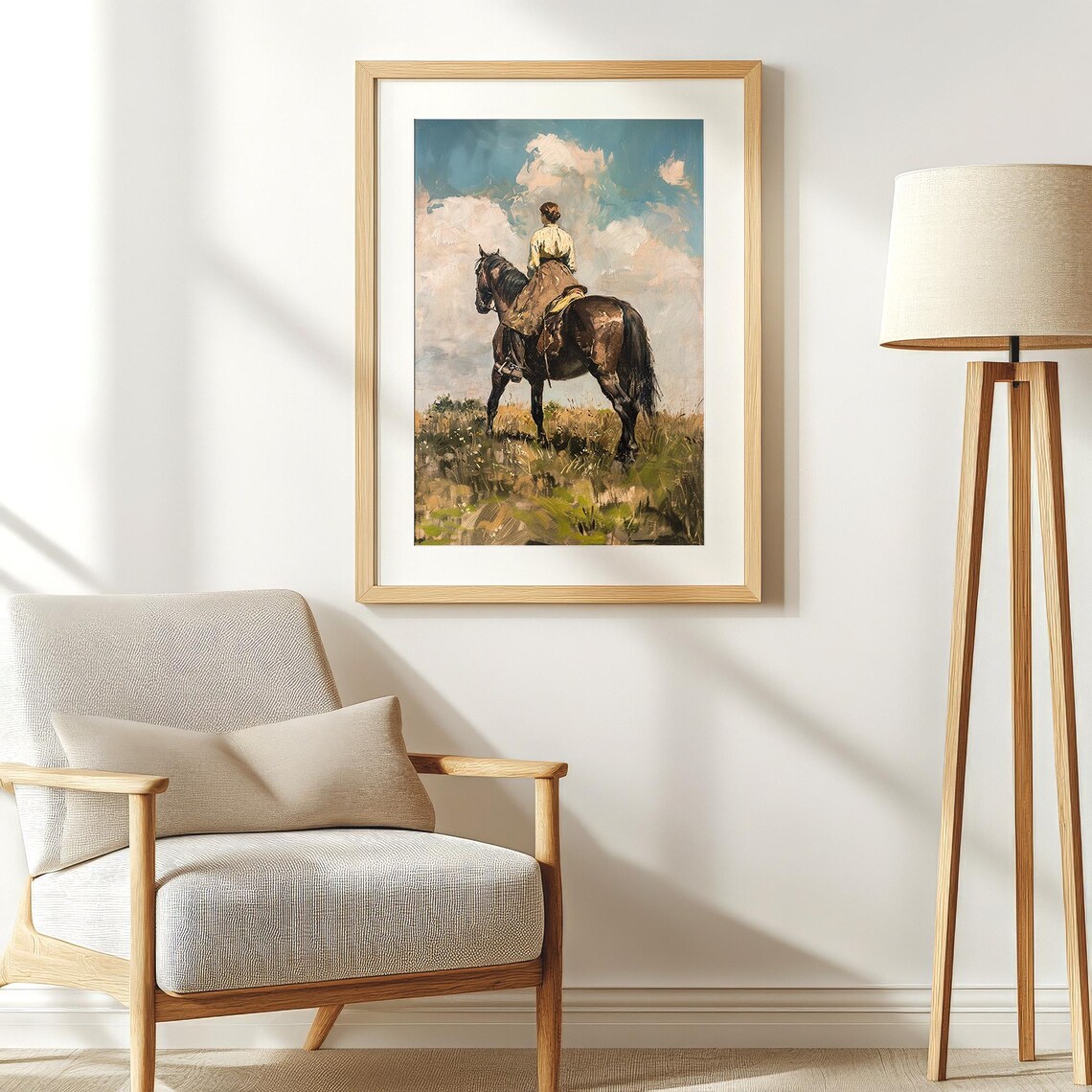 Horse Riding Woman Painting Vintage Equestrian Western Cowgirl Print Wall Art Instant Rustic Farmhouse Decor - Image 4