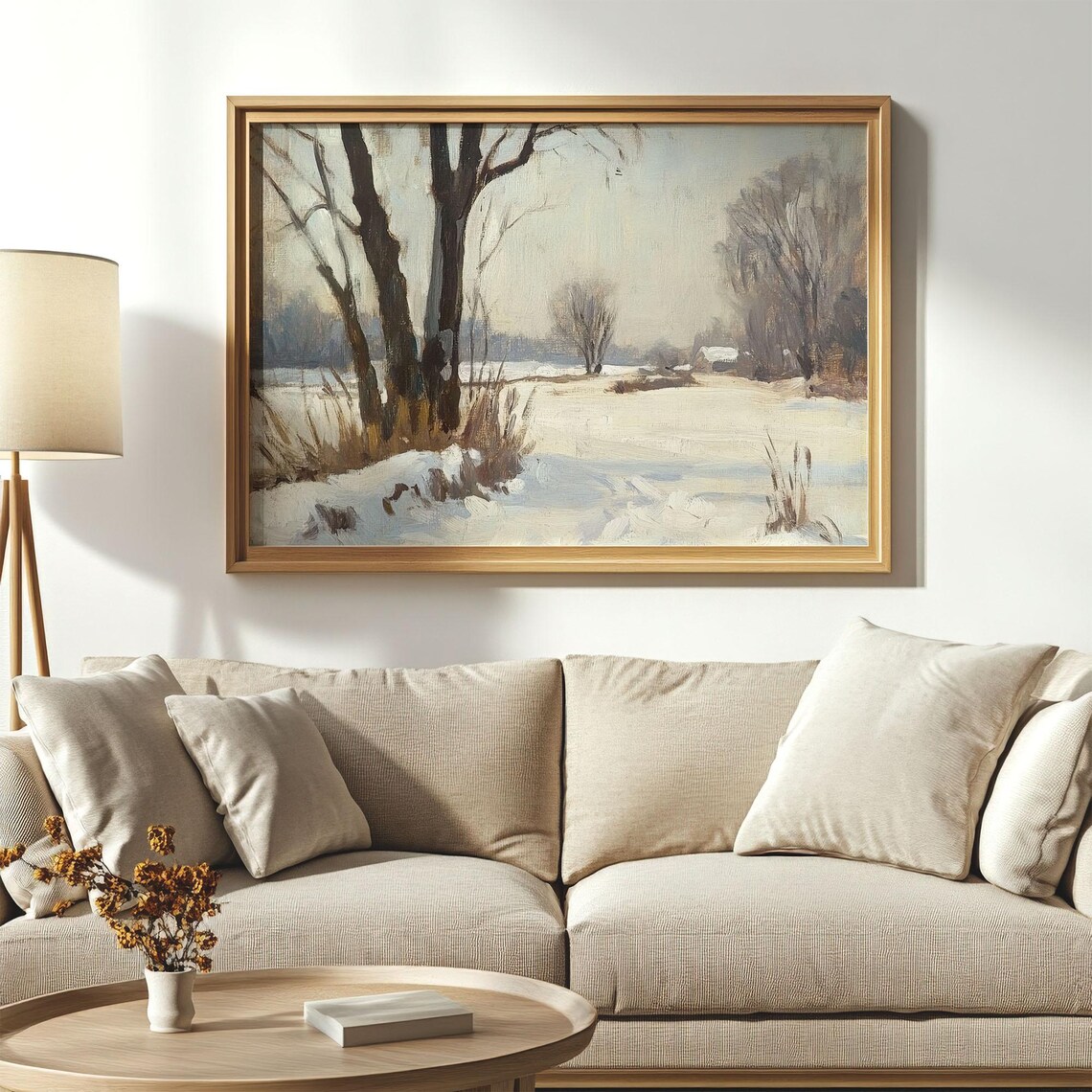 Minimalist Winter Snow Landscape Painting Serene Calm Wall Poster - Image 4