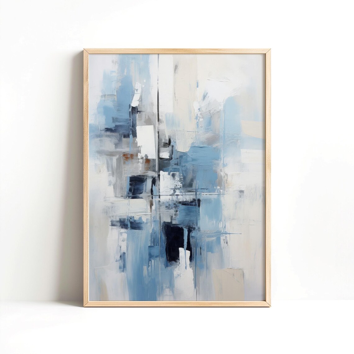 Textured Blue And White Abstract Layers Modern Coastal Art Poster - Image 5