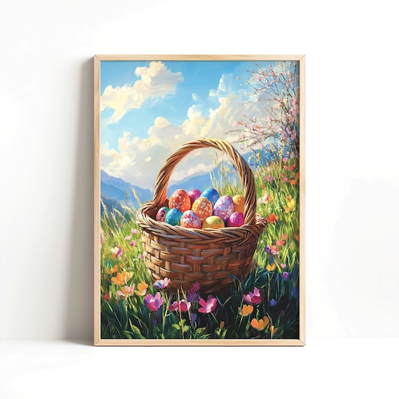 Easter Basket Print, Kids Bedroom Nursery Decor