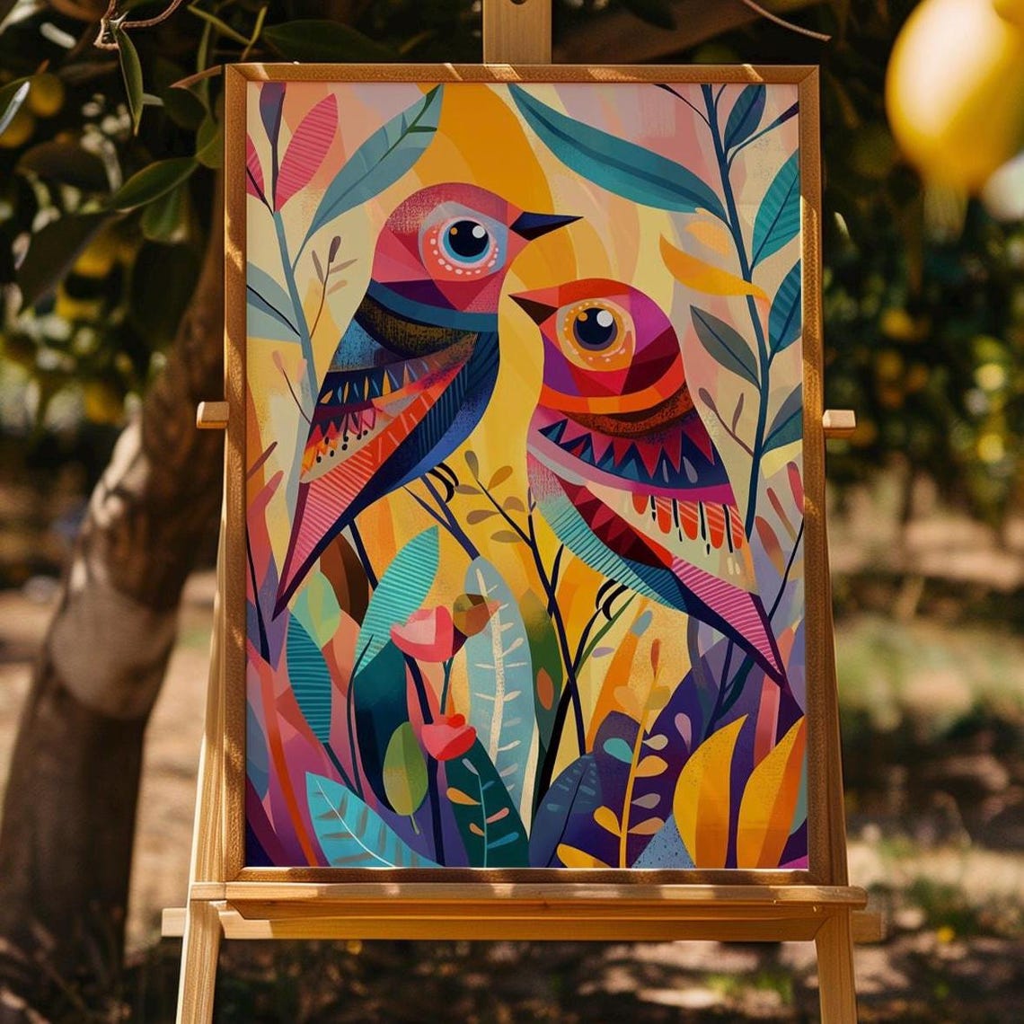 Vibrant Geometric Bird Art Instant For Boho Decor Abstract Bird Art Colorful Wall Decor Boho Bird Print