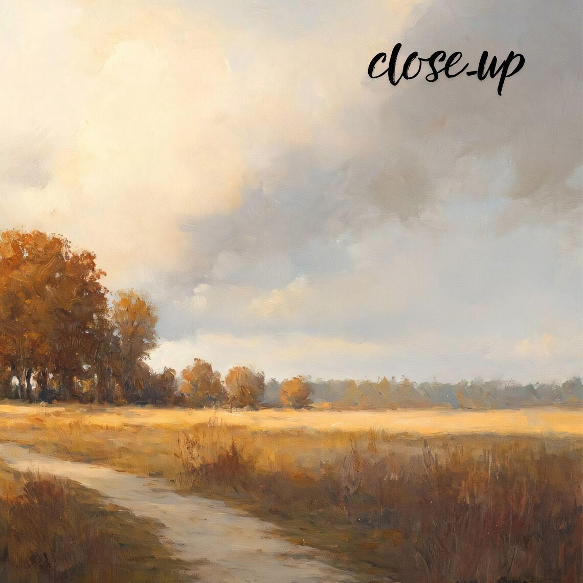 Golden Autumn Field Country Road Leading to Distant Farmhouse Poster - Image 3