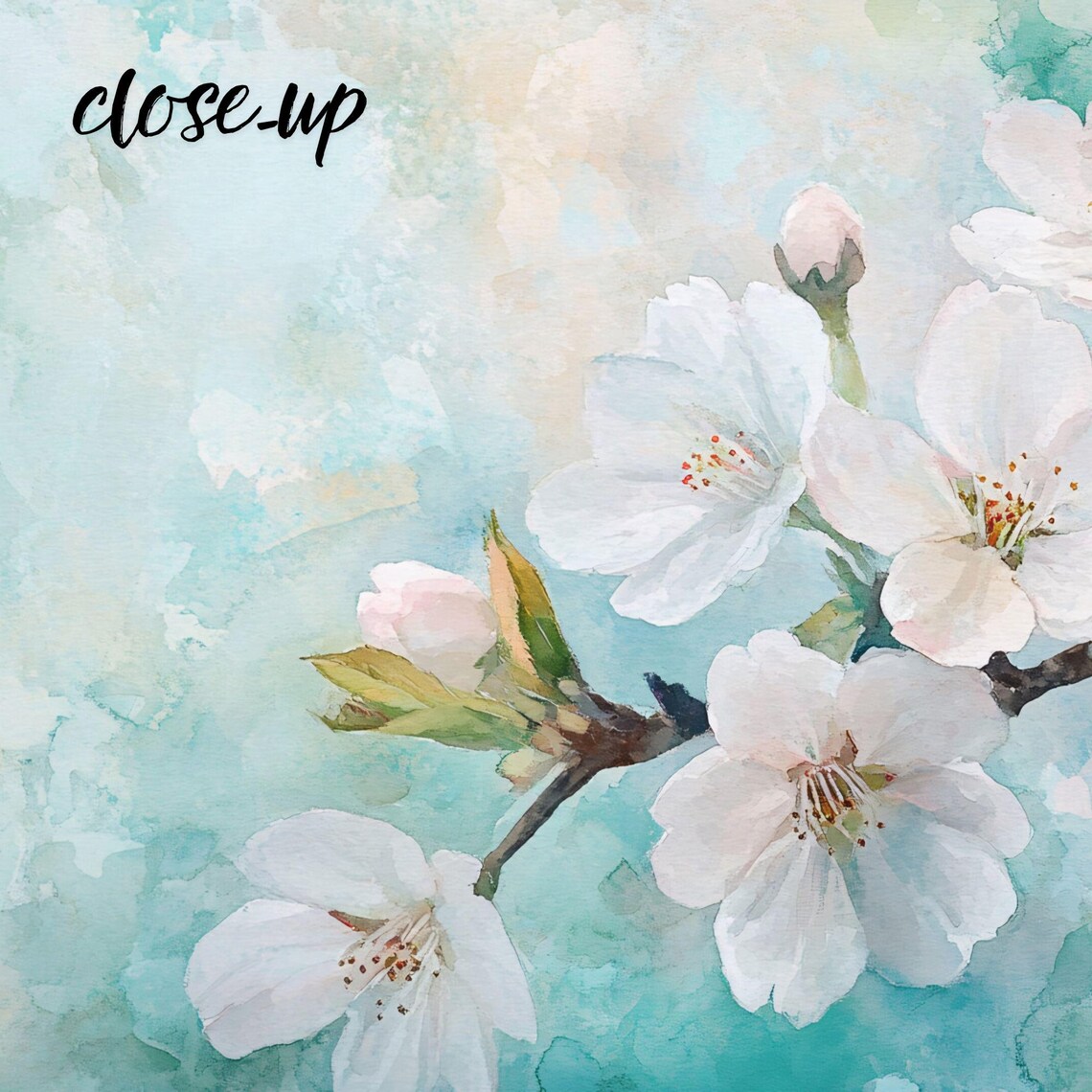 Cherry Blossom Branch Delicate Watercolor Spring Floral Art Poster - Image 3