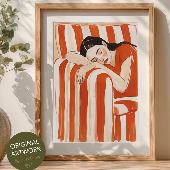 Woman Resting Print, Modern Cozy Decor