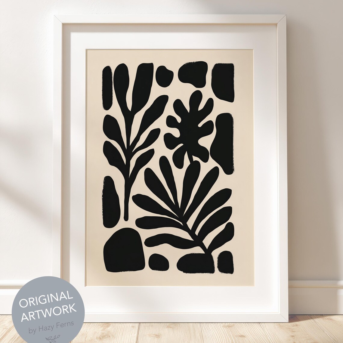 Botanical Silhouette Print Abstract Plant Poster Earthy Boho Decor