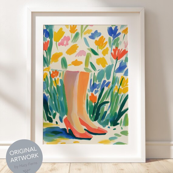 Red Heels Summer Flowers Fashion Illustration Feminine Wall Art
