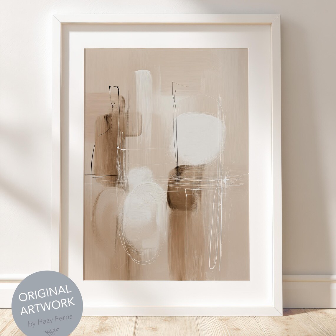 Beige Abstract Print Neutral Minimalist Boho Wall Art