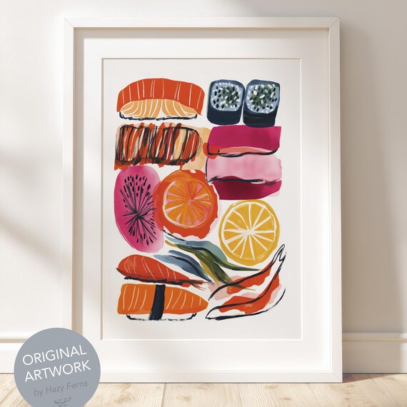 Sushi Sashimi Gouache Art Print
