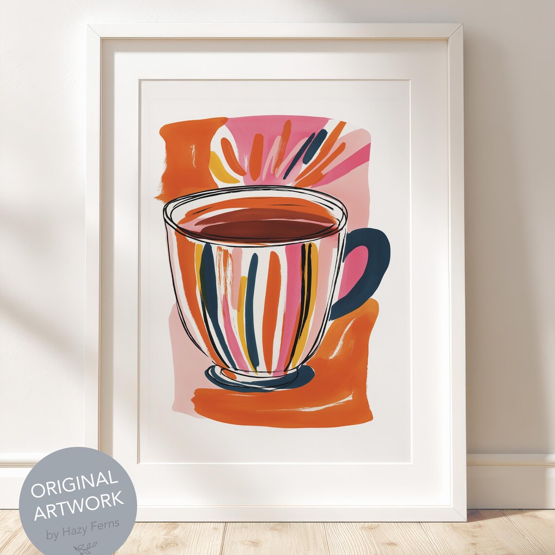 Cup Of Coffee Gouache Art Print, Kitchen Decor