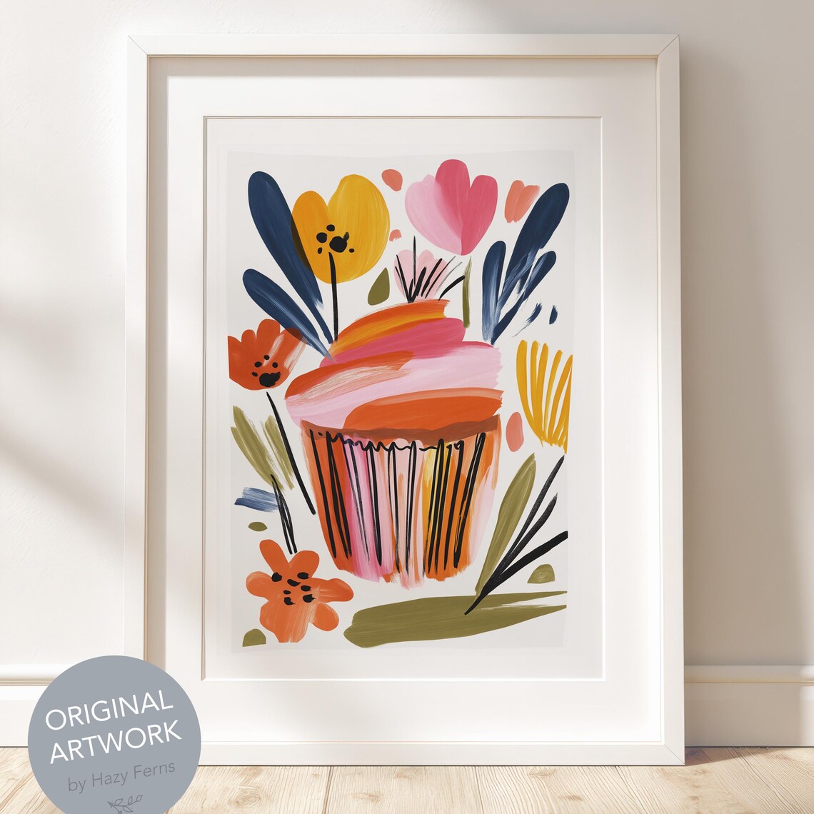 Cupcake Gouache Art Print, Kitchen Decor