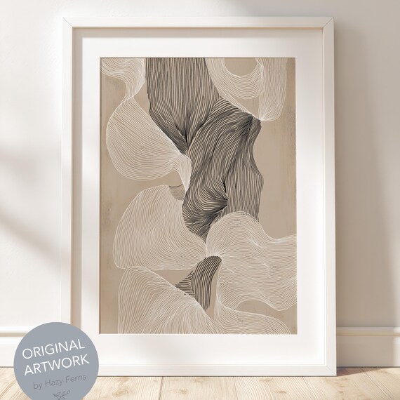 Boho Abstract Art Print, Earthy Minimalist Decor