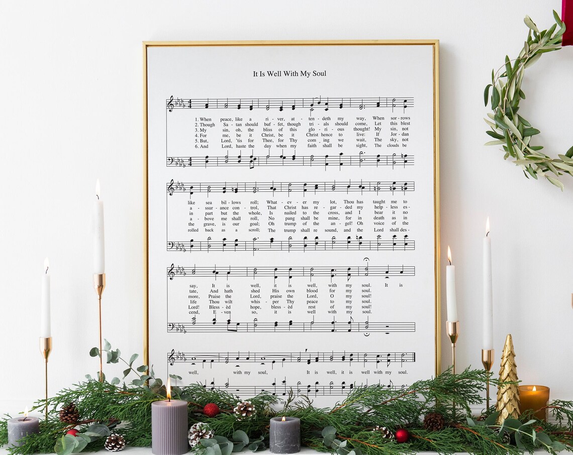 It Is Well With My Soul Music Sheet Wall Art Christmas Chords Poster Christmas Carol Sheet Music Church Hymn Music Sheet