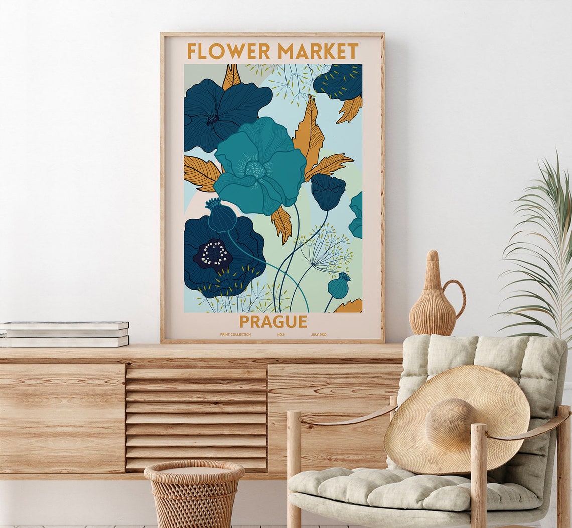 Flower Market Print Flower Market Poster Flower Market Poster Prague Flower Wall Flower Shop Sign Flower Print Florist Gift Wall Art