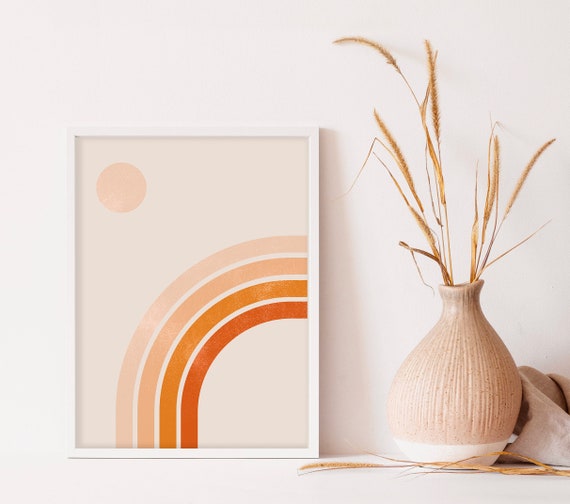 Throwback Rainbow Wall Print Retro Abstract Art Print Retro Rainbow Poster
