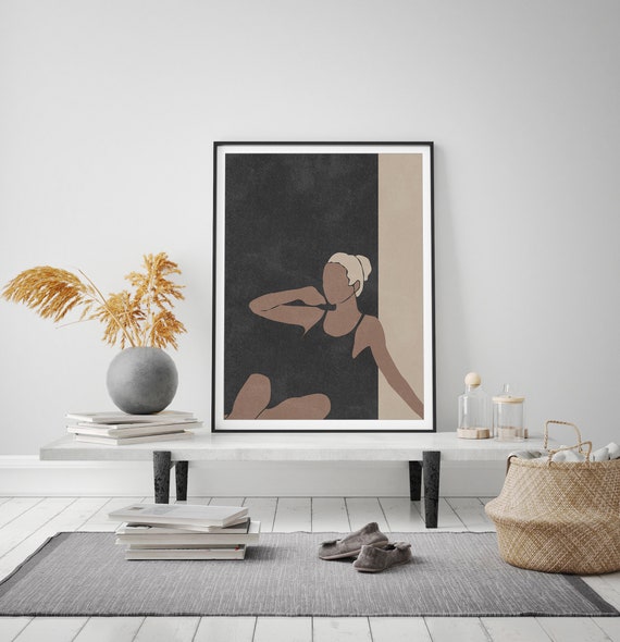 Modern Woman Wall Art Abstract Female Print Earthy Tone Print Boho Girl Wall Decor Mid Century Art Print Stylish Girl