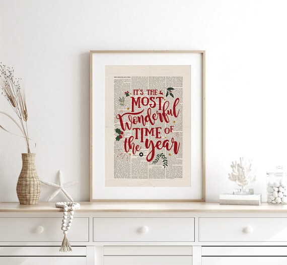 Most Wonderful Time of the Year Vintage Christmas Holiday Poster