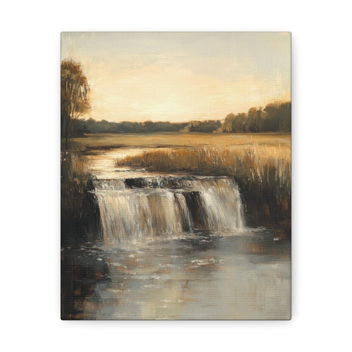 Waterfall Print Mountain Waterfall Painting Nature Wall Art Rustic Farmhouse Decor River Scene Artwork Landscape Oil Painting - Image 3