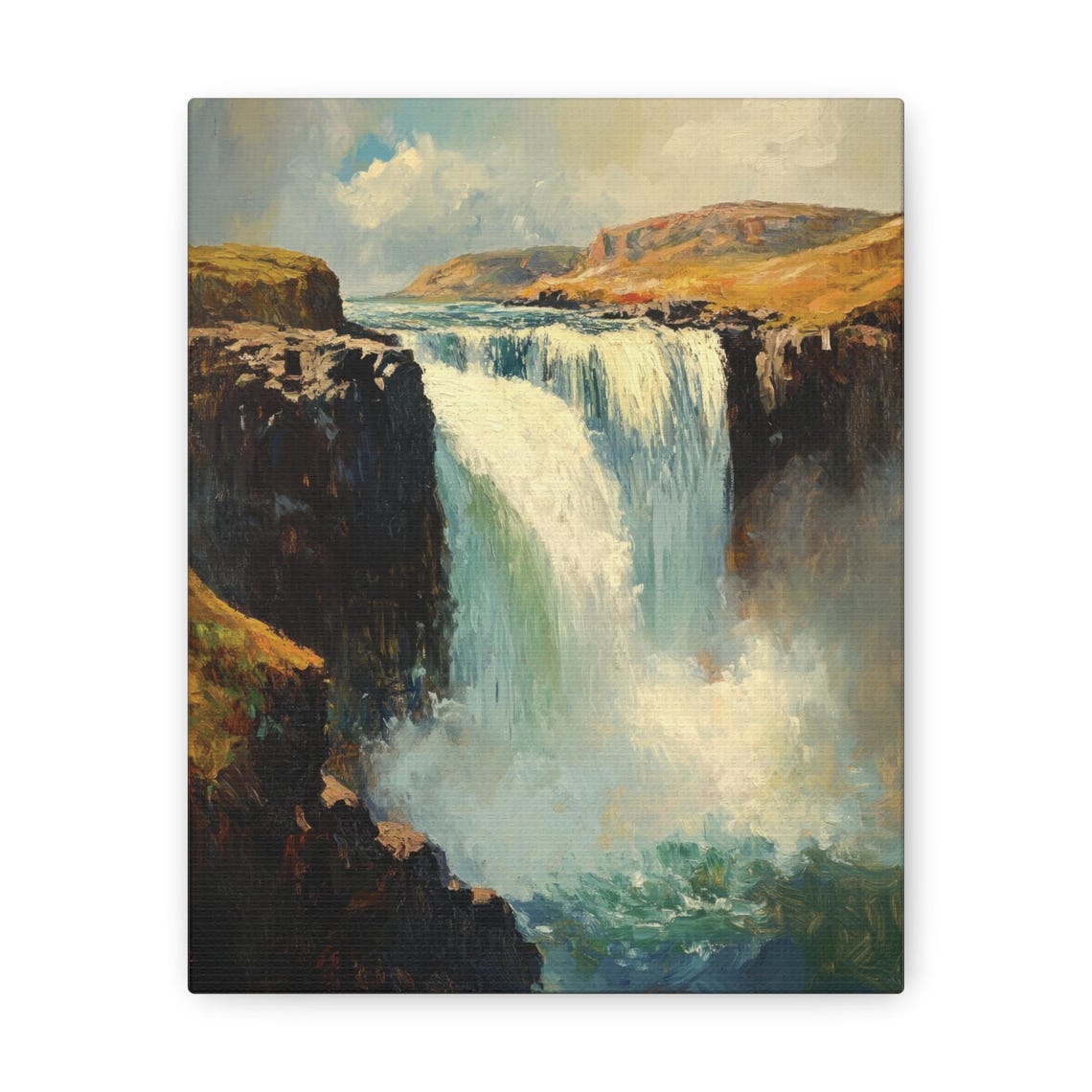 Waterfall Print Waterfall Landscape Painting Mountain Art Impressionist Waterfall Painting Nature Wall Art Farmhouse Wall Decor - Image 3