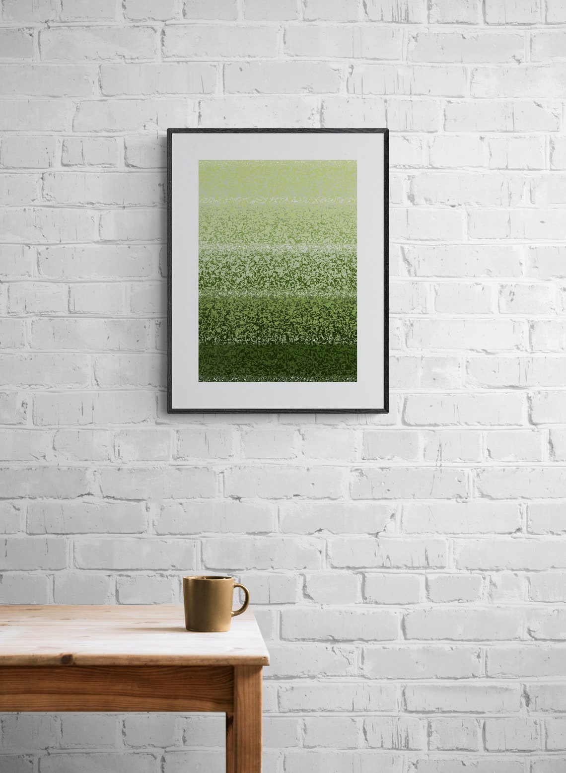 Forest Green to Sage Ombre Speckled Gradient Abstract Art Print - Image 5
