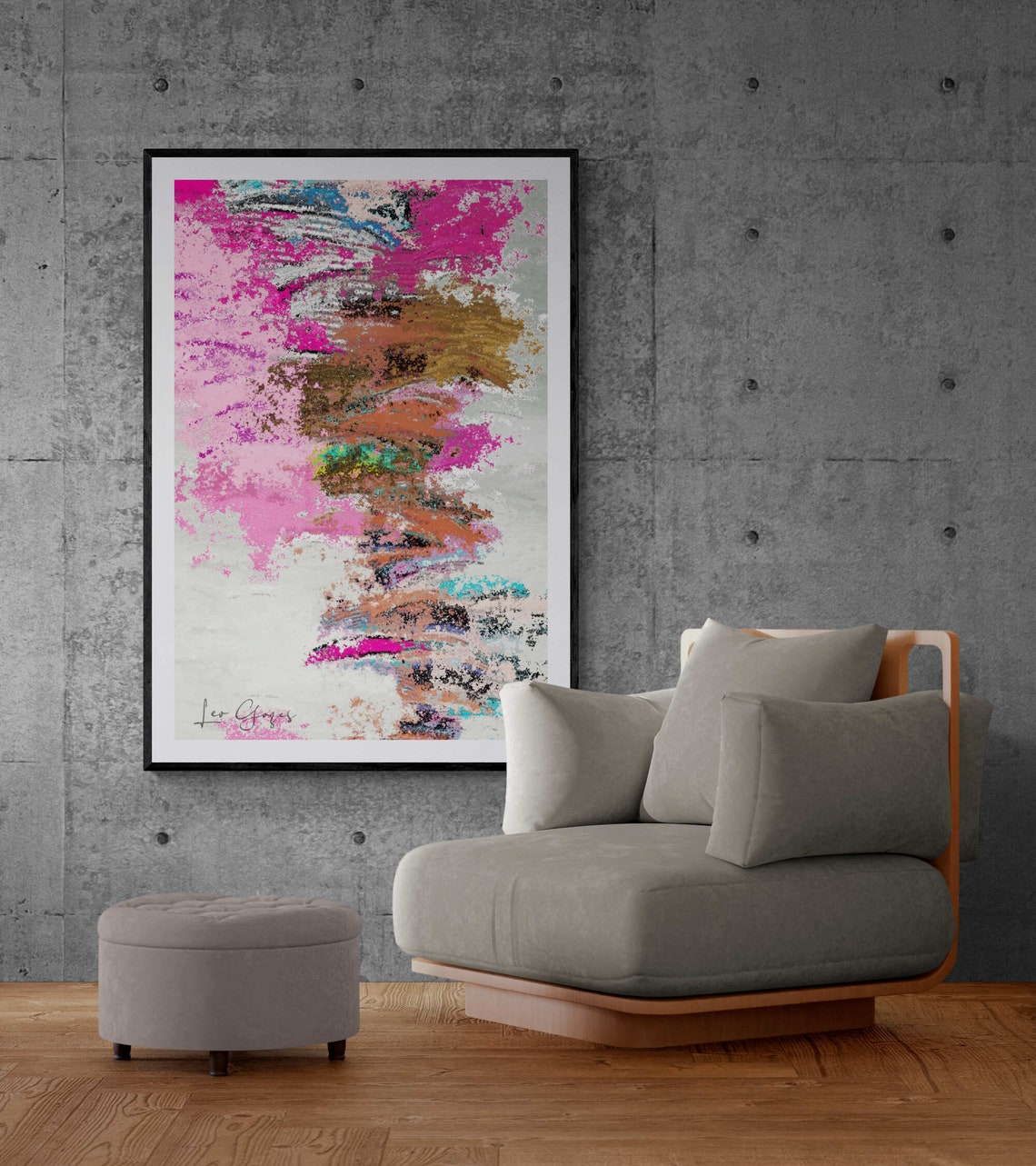 Pink Purple Bronze Abstract Expressionist Bold Color Art Poster - Image 4