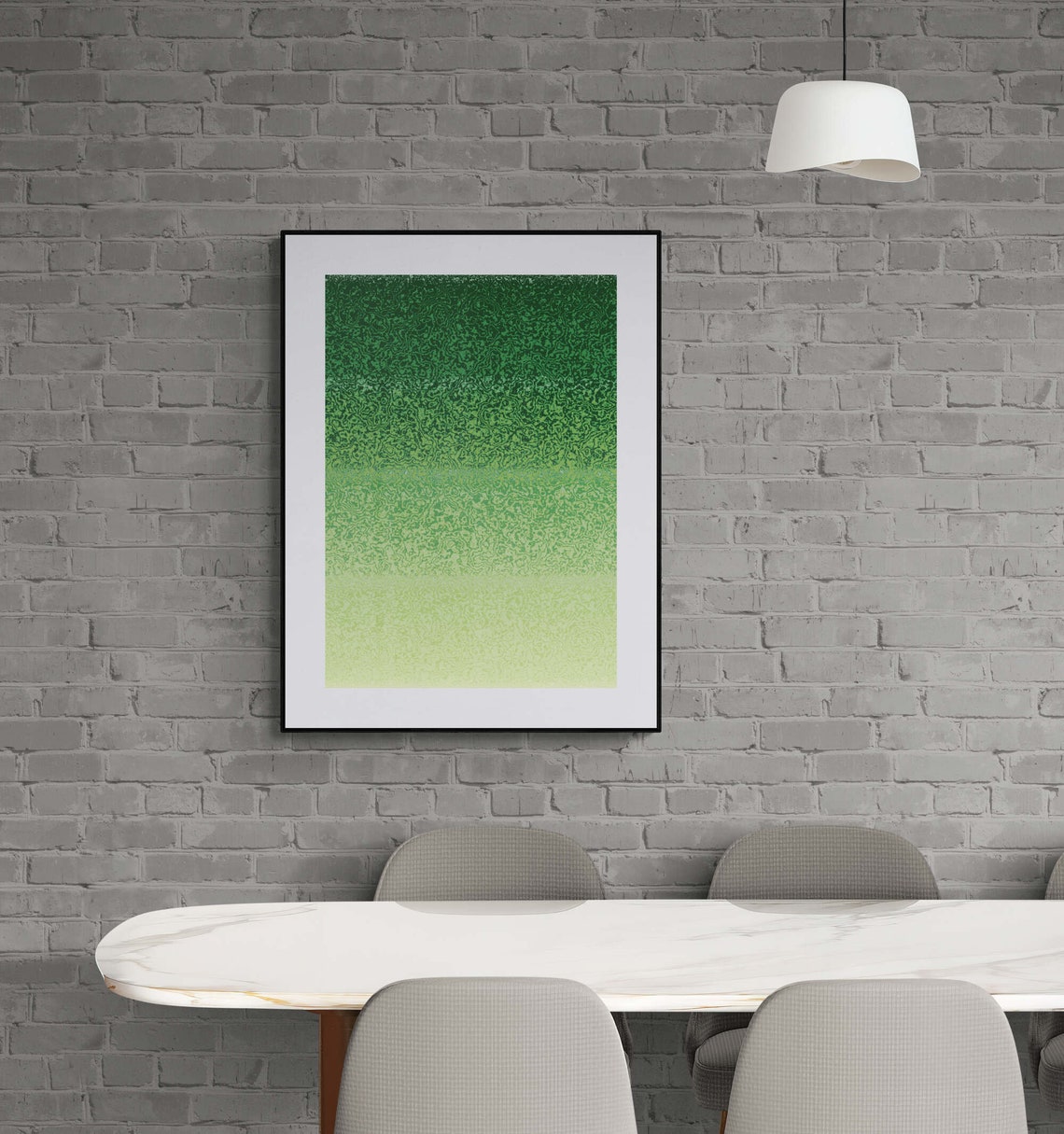 Deep Forest Green to Pale Lime Speckled Ombre Abstract Art Print - Image 4