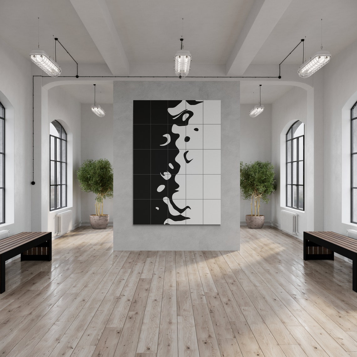 Black White Abstract Flow Organic Bold Minimal Modern Art Poster - Image 7