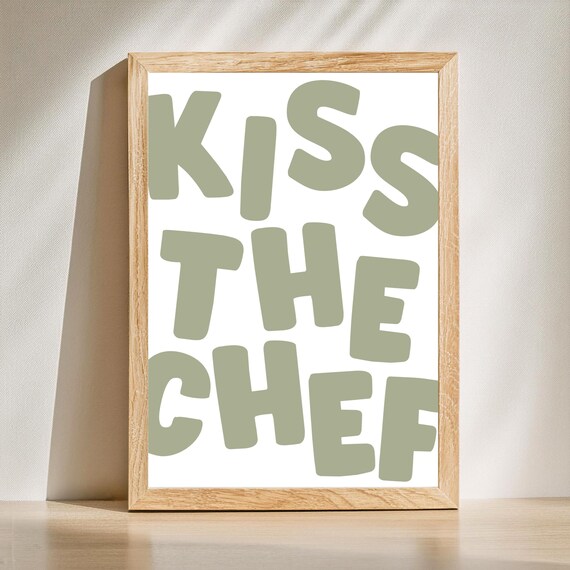 Kiss The Chef Kitchen Wall Print Art Girl Decor Preppy Food Trendy Girly Prints