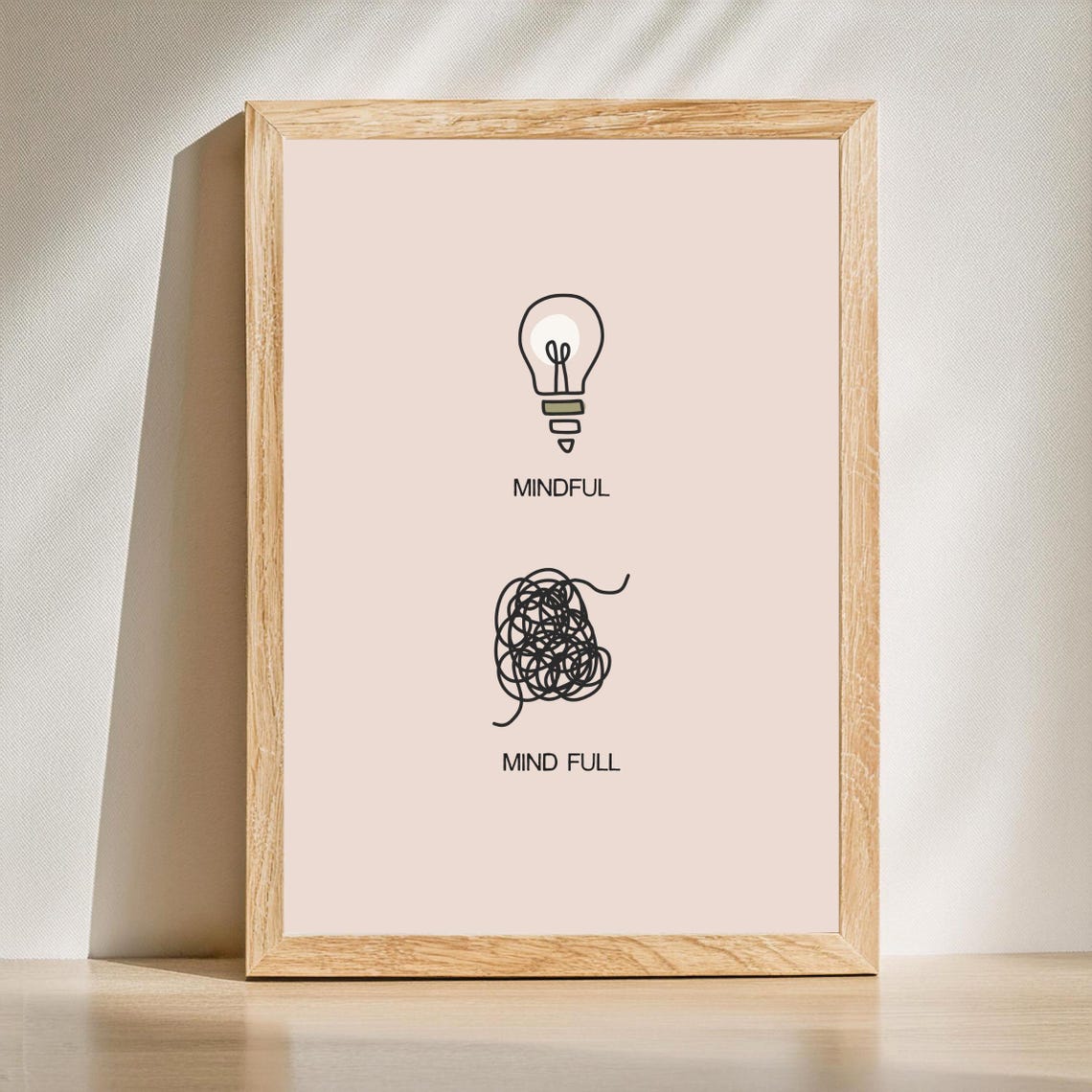Mindful Versus Mind Full Lightbulb Funny Mental Health Quote Poster