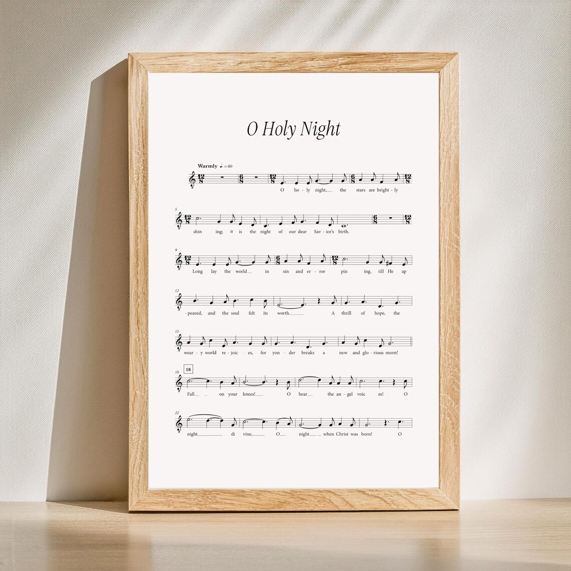 O Holy Night Christmas Carol Sheet Music Vintage Holiday Poster