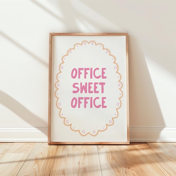 Office Sweet Office Pink Lace Doily Framed Home Workspace Poster