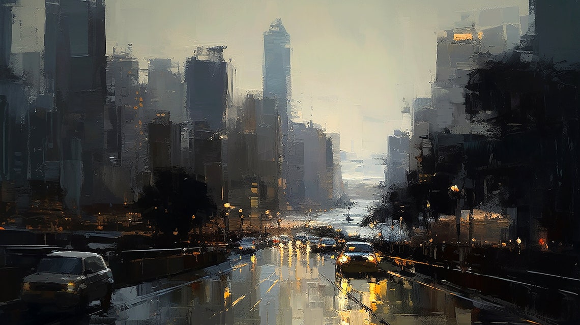 Urban Lights Cityscape Art Print - Image 3