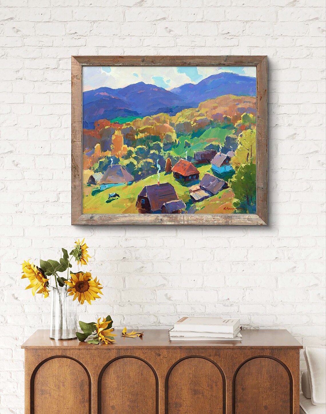 Golden Autumn In Ukrainian Mountain Village Landscape