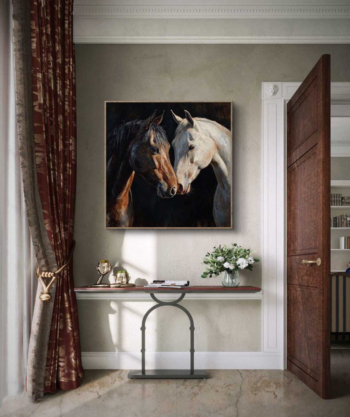 Two As One, Chestnut And White Horse Portrait