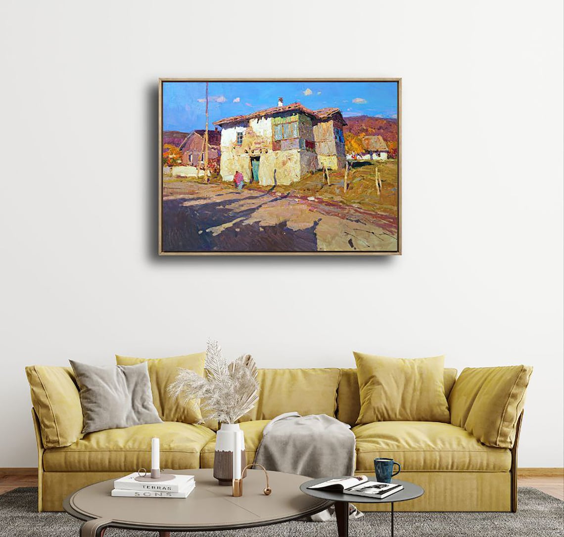Sunny Autumn Day In An Old Village, Art Print