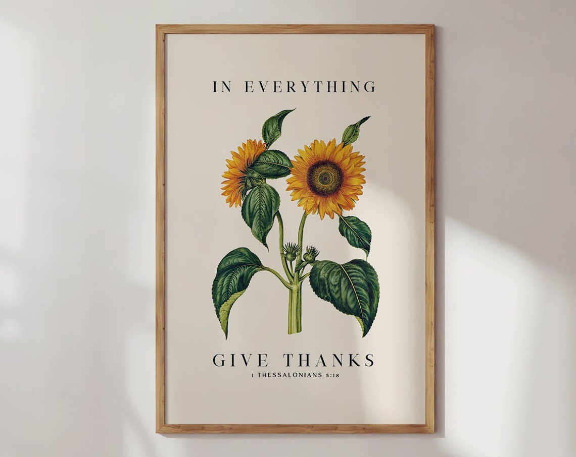 Give Thanks Print Christian Aesthetic Wall Art Bible Verse Wall Art Thanksgiving Dinner Decor Christian Merch - Image 4