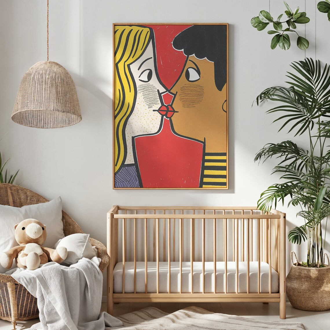 Pop Art Kissing Couple Bold Retro Romance Bedroom Wall Poster - Image 4