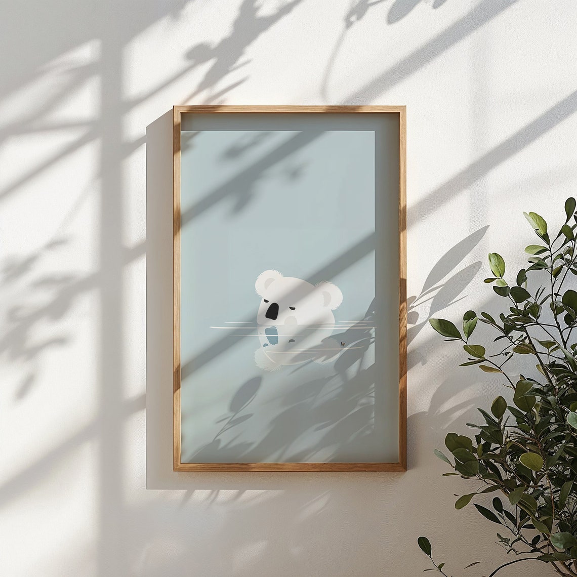 Sleepy Koala Floating Calm Blue Water Minimalist Nursery Wall Poster - Image 4
