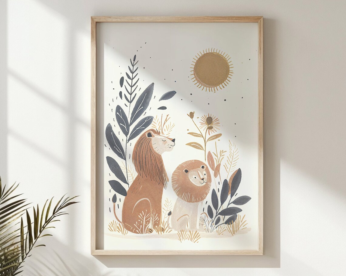 Lion Nursery Art Print, Safari Jungle Wall Decor
