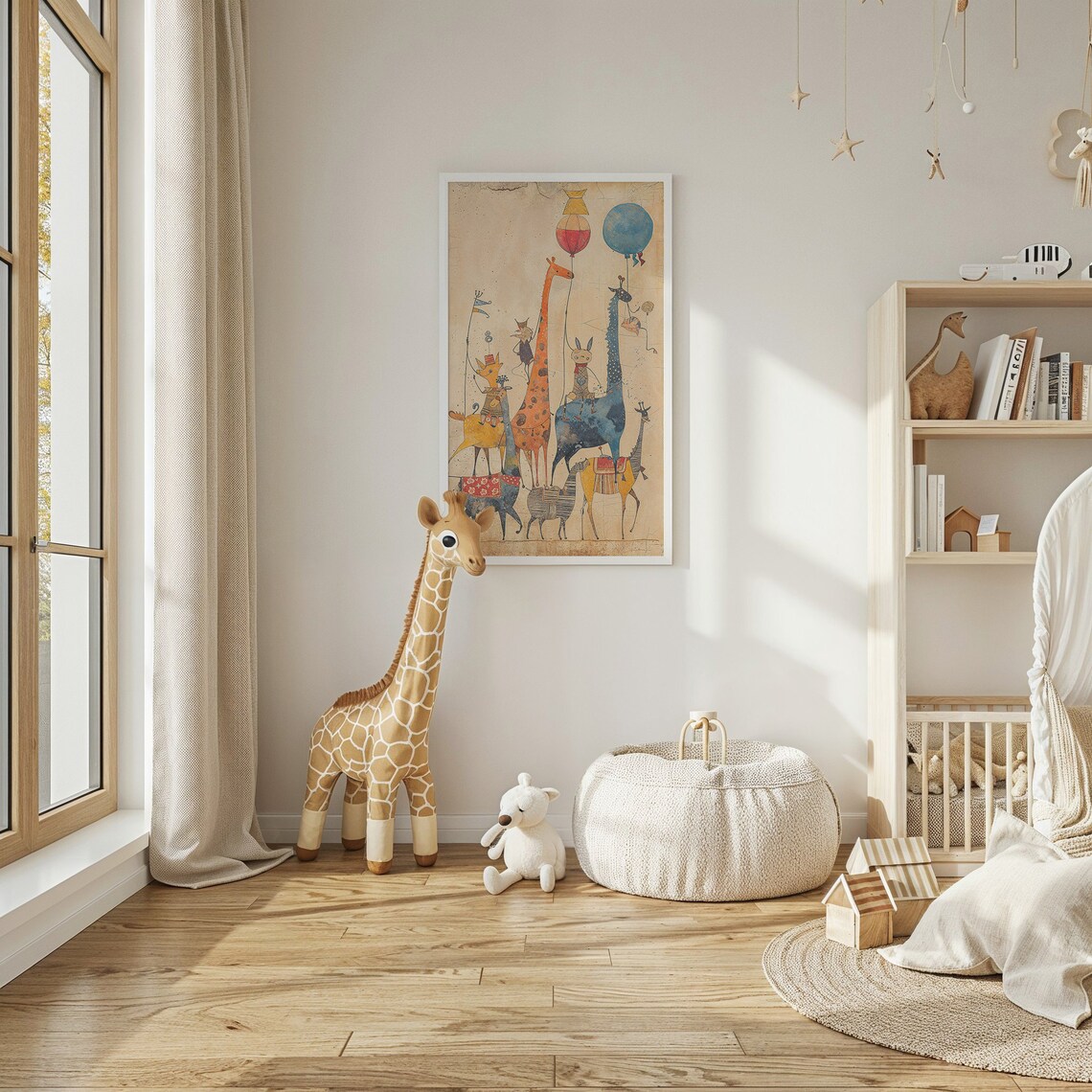 Whimsical Animals Parade Nursery Wall Art Print - Image 3