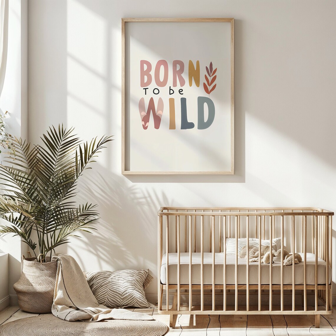 Born To Be Wild Nursery Quote Pastel Typography Kids Bedroom Poster