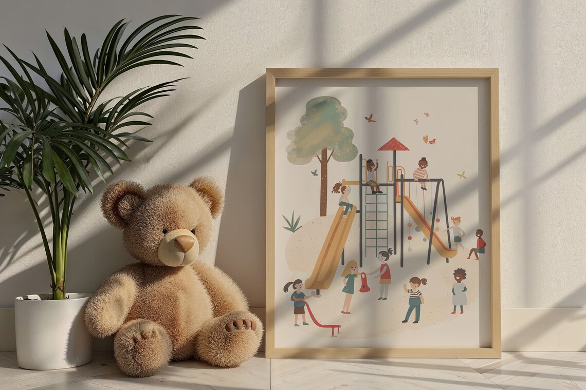 Playground Fun Children Playing Illustration, Poster - Image 6