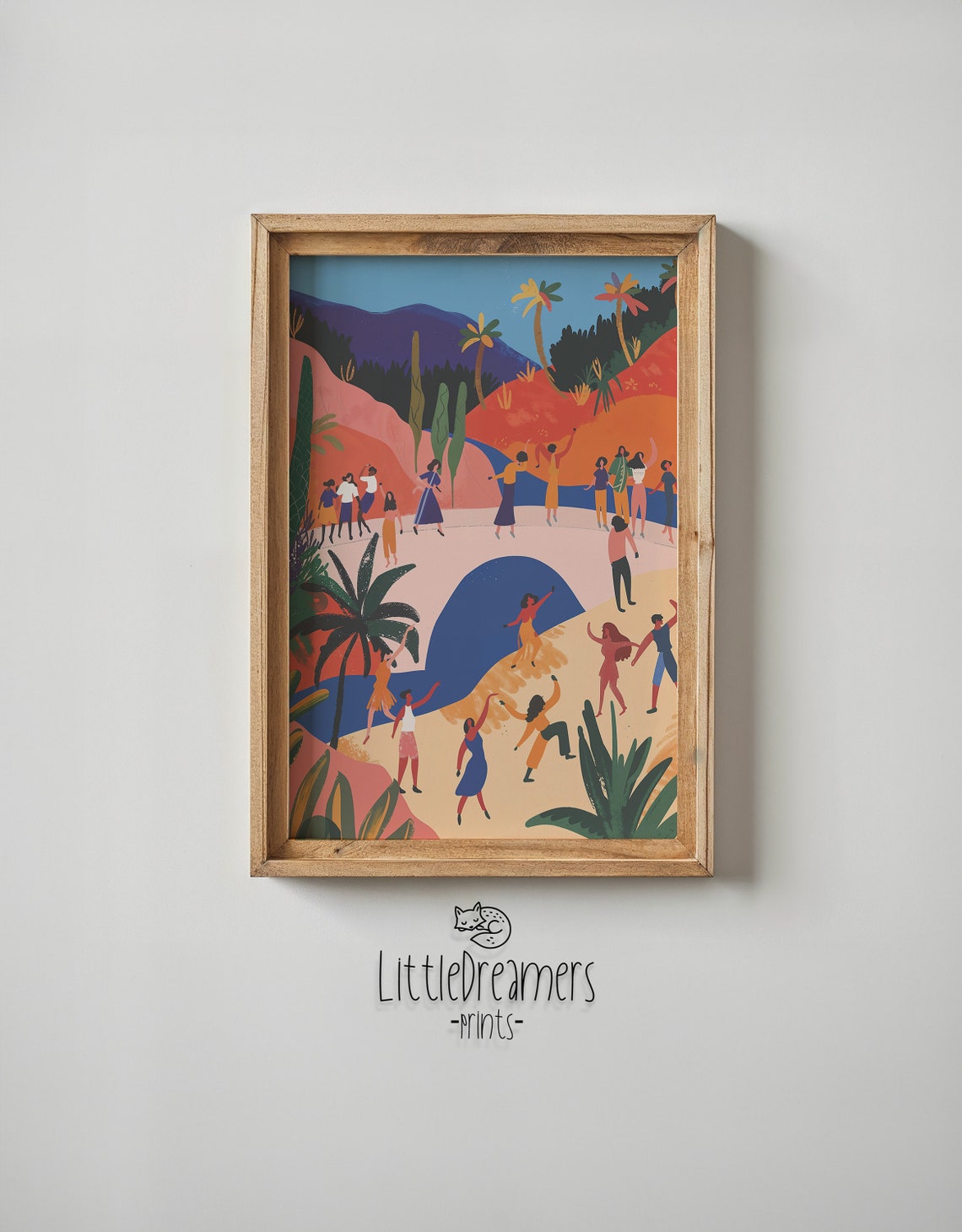 Tropical Beach Party Dancers Red Mountains Palm Kids Wall Poster - Image 4